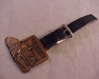 Caterpillar Bulldozer Advertising Watch Fob With Black Leather Strap