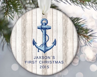 Baby's First Christmas, Anchor Ornament, Personalized Kids Ornament, Nautical ornament, Personalized Christmas Ornament, Custom anchor OR718