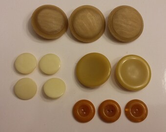 Vintage Tan, Ivory and Gold Buttons