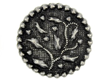 Metal Buttons - Embossing Potpourri Antique Silver Metal Shank Buttons - 17mm - 11/16 inch - 2 pcs