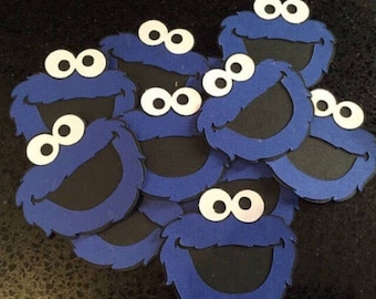 4" COOKIE MONSTER Die Cuts, Birthday Party, Cookie Momster Decor, Sesame Street Birthday, Elmo Birthday, Scrapbook Cut Out