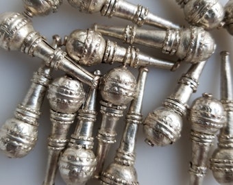 Long metal beads, Ethiopian beads, African trade beads, Ethiopian supplies, metal beads, silver beads