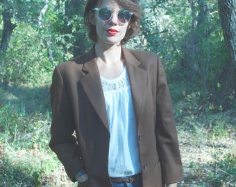 Vintage 90's Brown suit Blazer jacket wool
