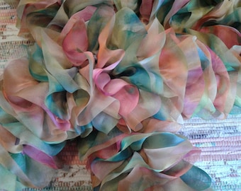 Pink and blue ruffle scarf