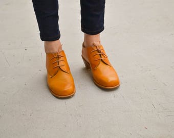In pelle marrone, scarpe, scarpe fatte a mano, scarpe invernali, Oxford, Brogues, pelle Ballerine, inverno Flats, cravatta scarpe
