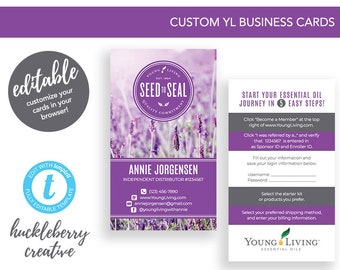 Young Living Business Cards, Young Living Essential Oils, 3.5x2, Easy Edits & Digital Download in Minutes!