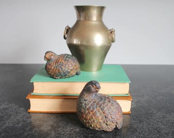 Terra Cotta Quail Figurines, Partridge Pair