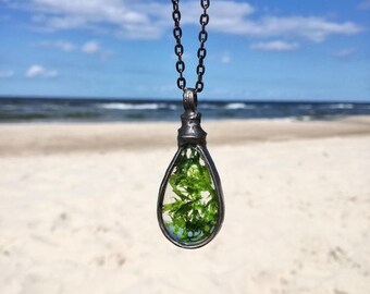 raw, Real Moss Necklace, inspirational women gift, moss terrarium, natural moss, Green Moss Pendant , Moss Woodland Necklace Botanical