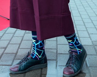 Bright Triangles Socks | men socks | colorful socks | women socks | unique socks | patterned socks | crazy socks | cool socks | BananaSocks