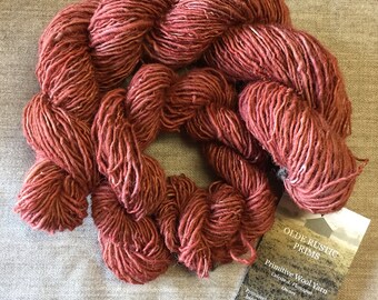 Hand-Spun 100% Wool Yarn "Salmon Single Ply" Hand-Washed, Carded, Spun, Hand Dyed, Single ply, Knit, Crochet, Weave, 275+ yards, Wound FREE
