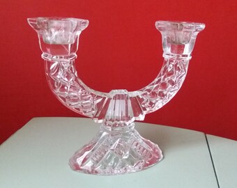 Vintage glass candleabra, candlestick, retro