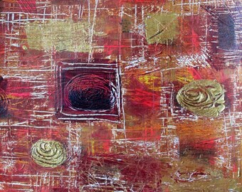 Abstract 16" x 16" Acrylic Painting, Original Fine Modern Wall Art, Contemporary Home Decor, Gold, Rust, Brown, Orange