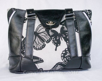 Butterfly Avenue, Elegant, black leather handbag