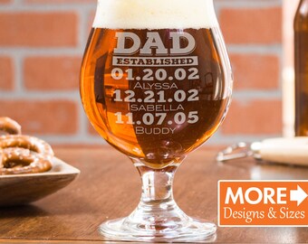 Beer Gift, Beer Glass, Pint, Dad Est, Gift For Dad, Dad Established Glass, Gift From Wife, Personalized Beer Glass, Custom Pint Glasses