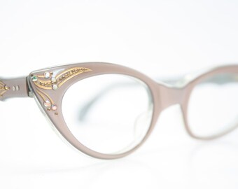 Small vintage cat eye glasses rhinestone cateye frames