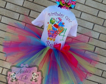 Girls Shopkins Birthday Party Tutu Outfit Dress Set Handmade