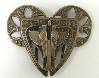Egyptian motif belt buckle, falcon belt buckle, art deco belt buckle, Horus belt buckle