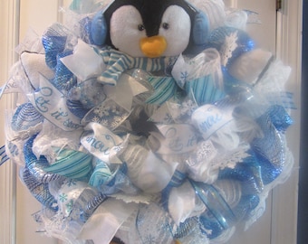 Blue Penguin Winter/Christmas Wreath