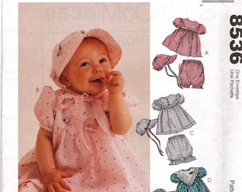 McCall's 8536 Infant's Dress, Hat and Panties Sizes Sm-Xlrg Uncut