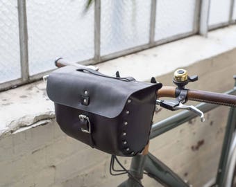 Leather Bicycle Bag, Handlebar Bag, Seat Bag, bicycle saddle bag, full grain, leather handlebar bag, leather bike bag, handmade leather bag