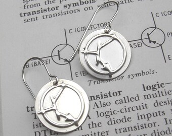 NPN Transistor Symbol Electronics Earrings - Science Jewelry, Teacher, Geekery, Nerd - Sterling Silver