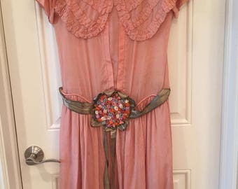 Ribbon Work Antique Dress 20's