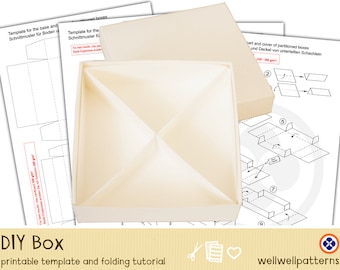 Ebook box template and tutorial, 4 triangles, giveaway box, gift box, divided box, DIY Box