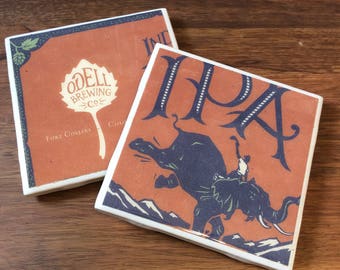 Tile Coasters | Set of 2 | Odell Brewing Co IPA | Craft Beer