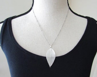 Small Sterling Silver Real Leaf Necklace