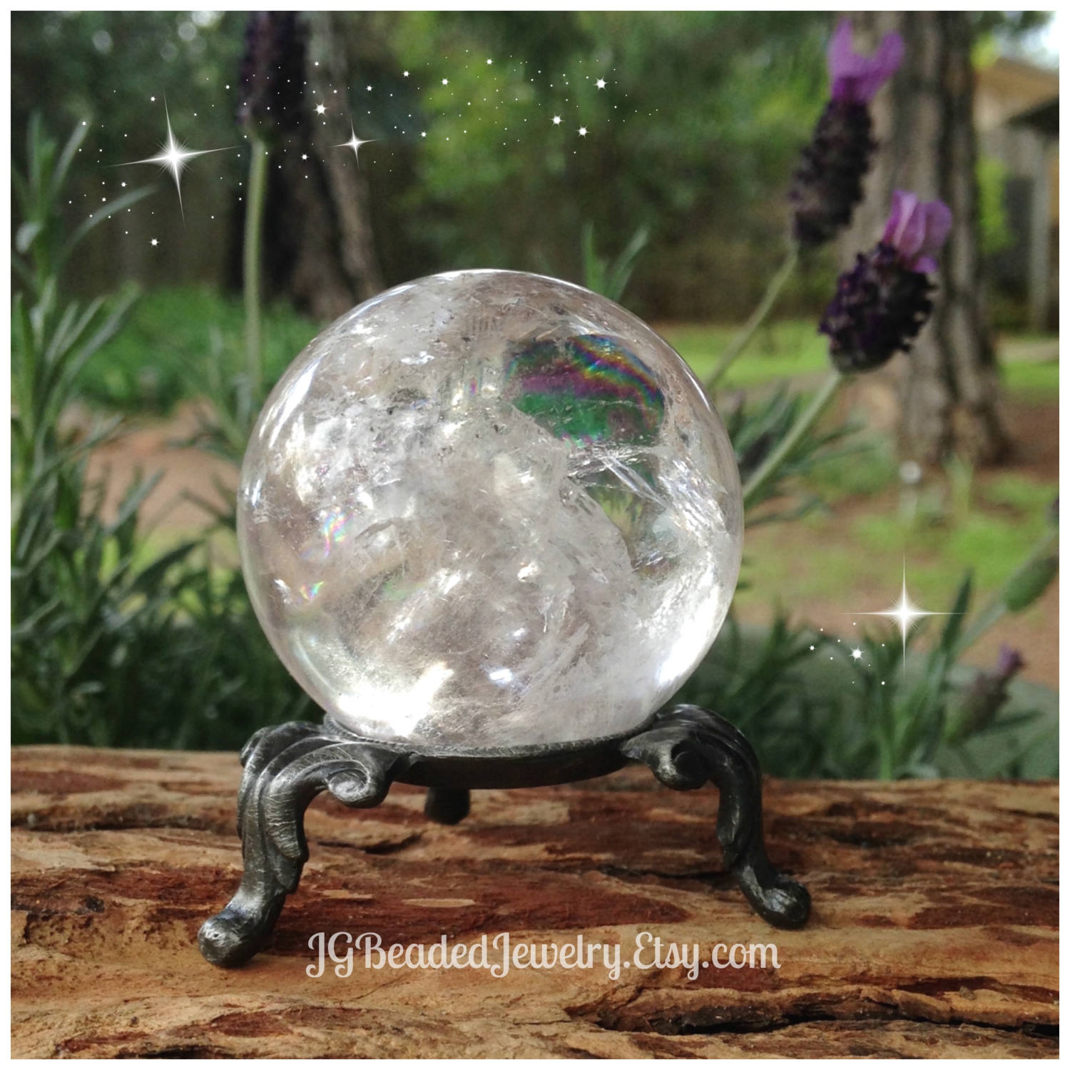 Pewter Crystal Ball Display Stand Three Legged Sphere Holder