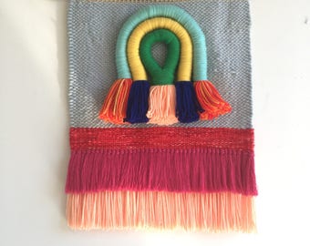Original woven wall hangings by Maryanne Moodie