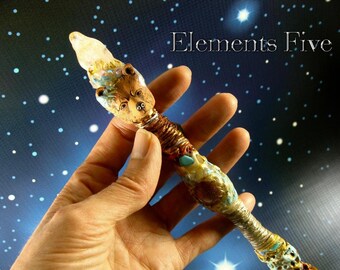Bear Totem Wand, Crystal and Clay Bear Wand, Wicca Wand Gift, Druid Wand, Magic Wand, Clay & Crystal Wand, Earth Witch Wand, Beautiful Wand