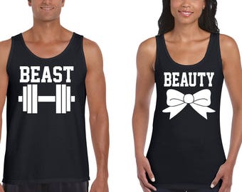 Disney The Beauty and The Beast Couples Matching Romantic Fashion Tank Tops