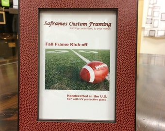 Football Photo Frame/ Wood and Football Fabric Photo Frame/ Football play-offs/ Super Bowl Host gift