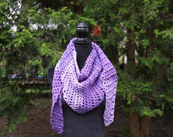 Triangle Scarf, Triangle Shawl, Winter Scarf, Crochet Scarf, Purple Scarf