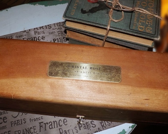 Vintage (c.1995) Louis Roederer Reims France Cristal Rose hinged, wooden champagne box. Walnut.
