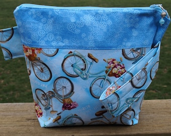 Paris Bicycle Zippered Pouch Knitting Project Bag