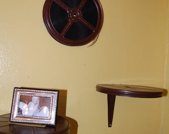 Repurposed Upcycled Movie Reel Canister Shelves