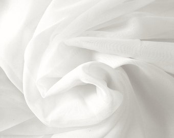 White Sheer Voile Fabric 118" Wide Curtain Drapery and Apparel per yard 100% polyester