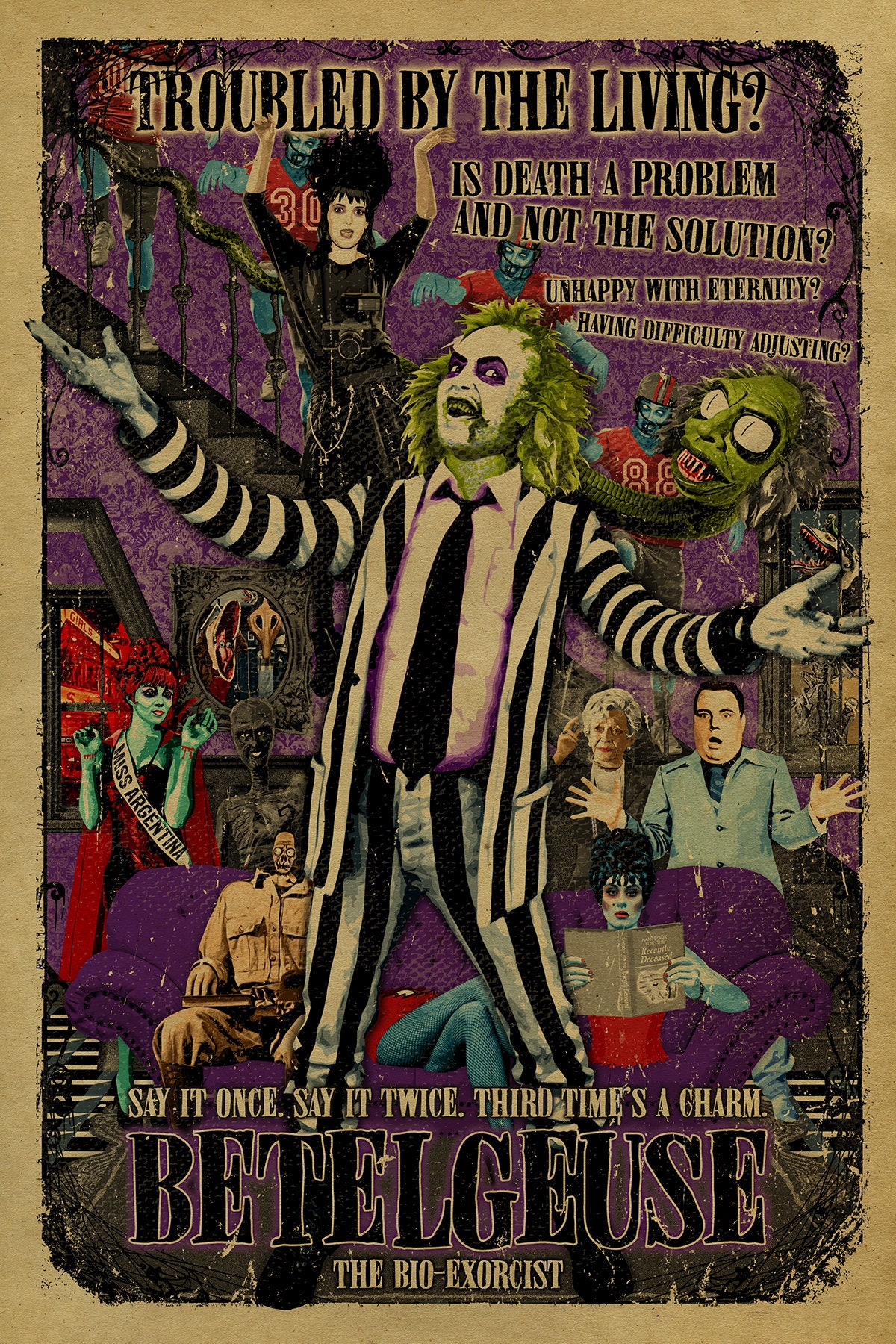 BETELGEUSE BETELGEUSE BEETLEJUICE movie poster. 12x18.