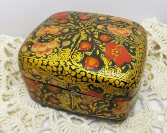 Black and Gold Kashmir Gift Box, Kashmir Trinket Box