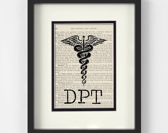 Doctor of Physical Therapy - DPT - over Vintage Medical Book Page - Doctorate of Physical Therapy, Physical Therapy Doctor, Gift for DPT