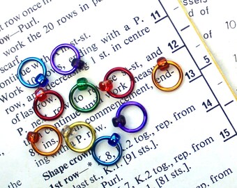 Stitch markers for knitting - RAINBOW set - snag free knitting stitch markers and knitting supplies,