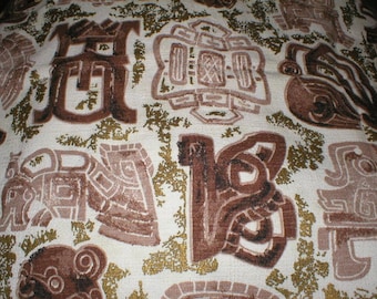 2 yards 48 wide Vintage 50s 60s cotton print bark cloth fabric