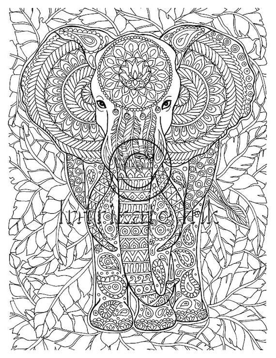 Download Elephant Coloring Page Animal Coloring Wild Detailed and