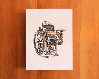 Chandler & Price Letterpress Illustration Screenprint, 12x16
