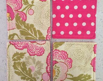 Drink Coasters - Set of 4 - Pink Flowers