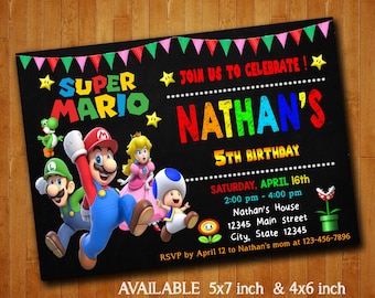 Super Mario Invitations Super Mario Birthday Party Invitation Super Mario Digital File Printable