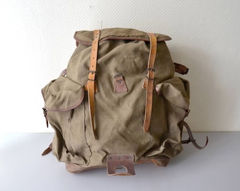 Vintage French Rucksack LAFUMA made in France / scout Backpack / french army hiking bag 50s / rare large model