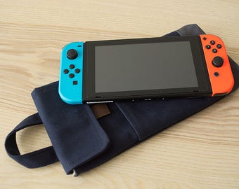 Nintendo Switch Carry Case | Water Resistant Lightly Waxed Canvas and Leather | Made to Order